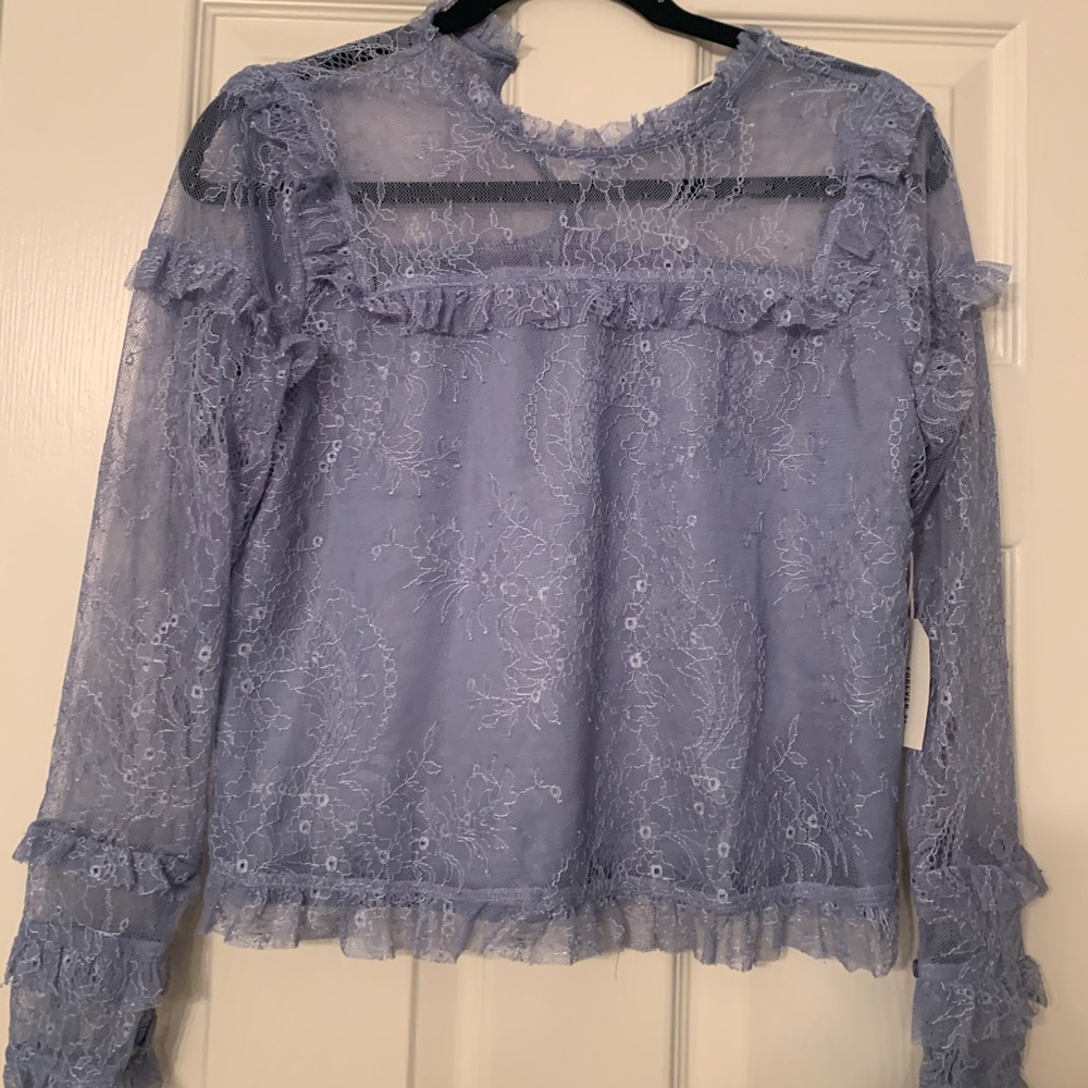 Forever21 Lace Ruffled Long Sleeve Top